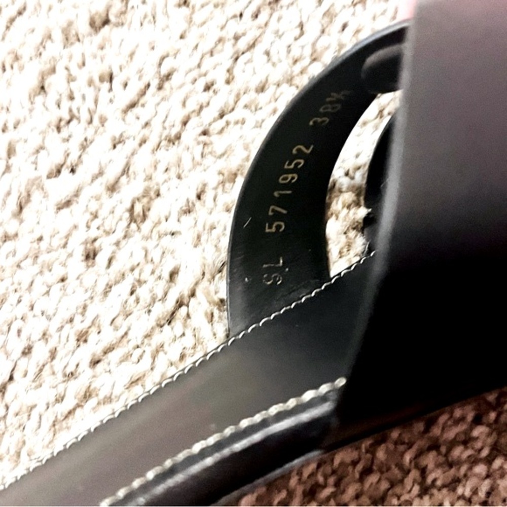 YSL Saint Laurent Tribute Leather Slides Sandals Black size 38.5 - Picture 5 of 10
